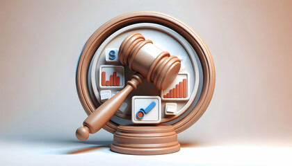 3D Gavel Frame Vote Tally Sound Block Medium Shot Election Integrity Concept