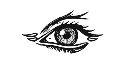 Eye logo hand-drawn illustration vintage wild west theme, clipart style, with white tones