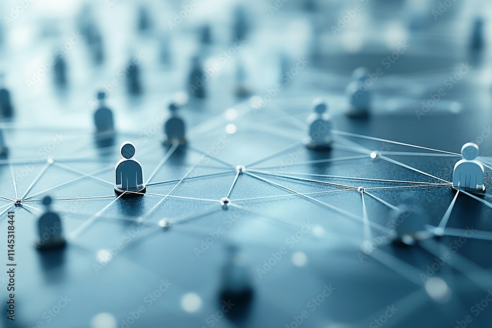 Poster digital connections form a network representing community interactions and relationships in a modern