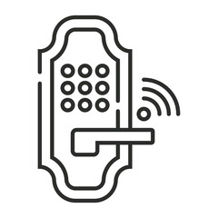 Smart door lock outline icon, editable vector illustration and transparent graphic element. Isolated on white background