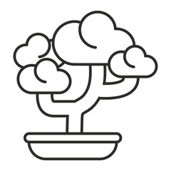 Bonsai outline icon, editable vector illustration and transparent graphic element. Isolated on white background