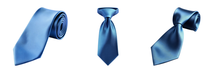 Elegant Blue Ties on Transparent Background