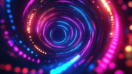 Obraz premium Abstract swirling neon lights create a vibrant tunnel