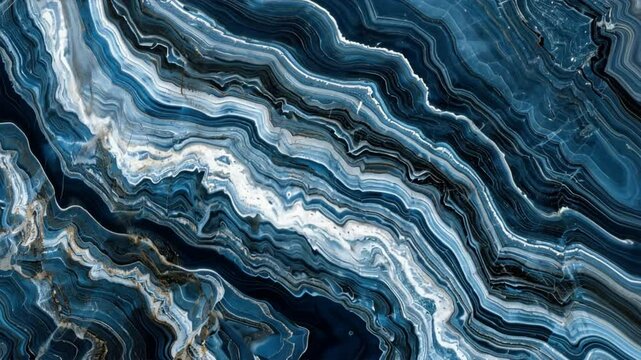 Stunning blue agate stone with natural textures and abstract patterns, showcasing beauty of geology and mineral design for elegant backgrounds.