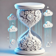 3D Holographic Hourglass with Flowing Positive Energy Isolated White Background