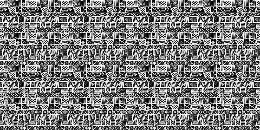 Poster seamless black code pattern with numbers and geometric letter design for a vintage textile backdrop