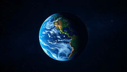 Obraz premium Planet earth from the space at night . Global network concept, smooth light, with white tones