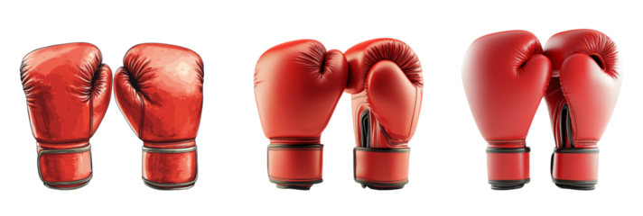 Red Boxing Gloves Isolated on Transparent Background
