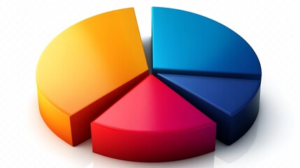Obraz premium Colorful pie chart icon with three distinct segments isolated on a transparent background great for data visualization or business analytics