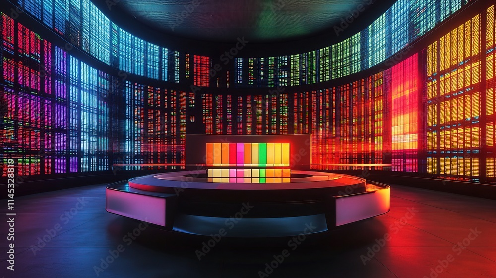 Poster vibrant digital stock market display with real-time data visualization