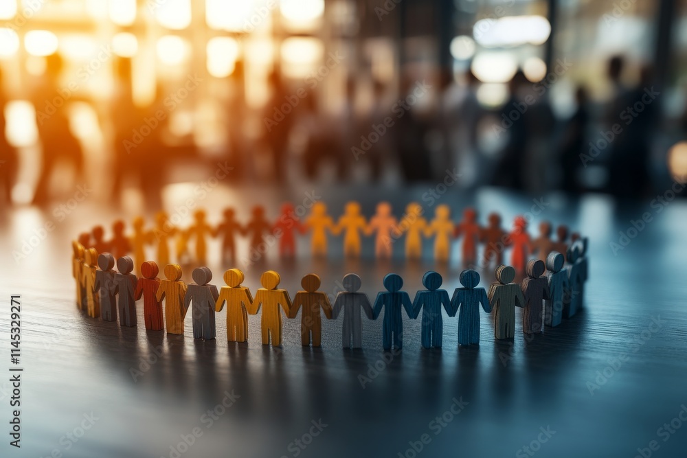 Aufkleber colorful paper figures connect in a circle to symbolize unity and community during a group activity 