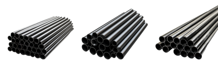 Stacked Black Pipes on Transparent Background