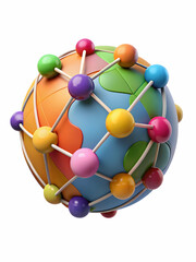 Obraz premium Colorful Business Network Nodes Forming Globe with Copy Space for Global Connection