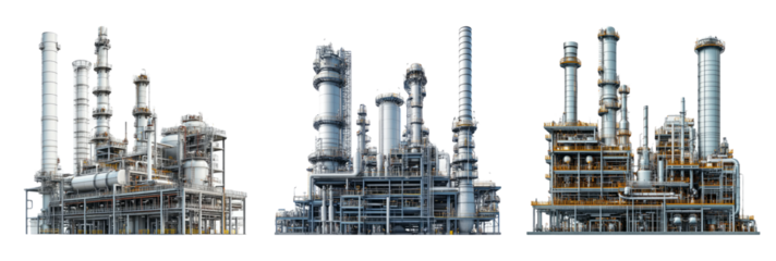 Industrial Plant with Pipes and Towers