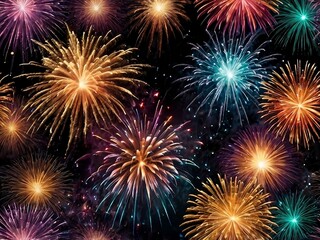 Fototapeta premium abstract colorful bright fireworks background for celebrate