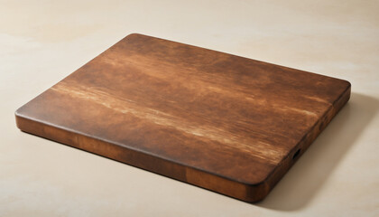 Wooden cutting board isolated on white, top view