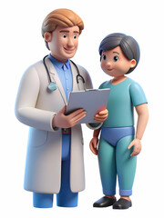 Doctor Examining Patient with Digital Tablet in Bright Clinic - Healthcare Technology