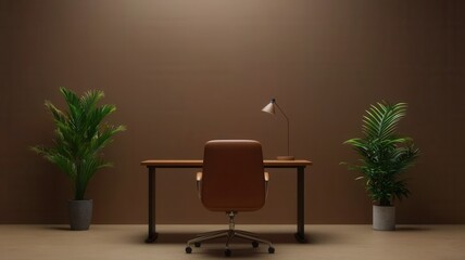 Modern Home Office Desk Chair Plants Minimalist Interior Design