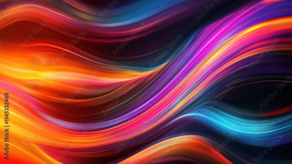 Poster colorful abstract financial interface with flowing lines and shapes