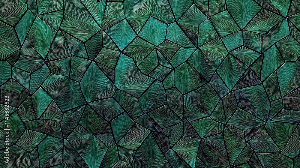 Poster abstract green texture with intricate geometric shapes creating a harmonious blend of color, perfect