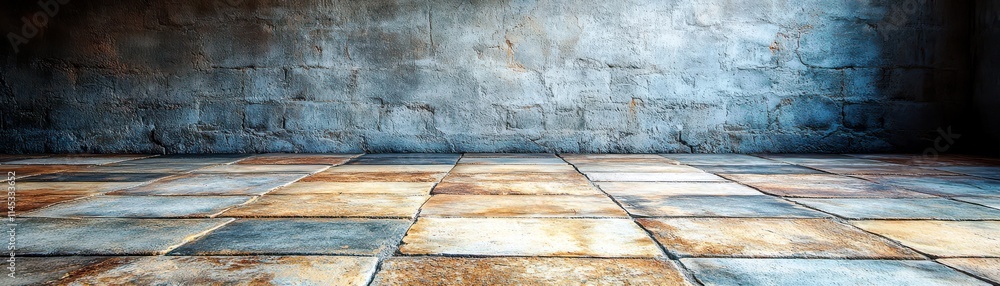 Poster rustic texture of aged stone wall and weathered floor showcasing natural color variations and patter