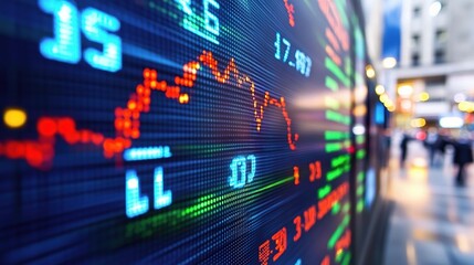 Fototapeta premium Colorful Digital Stock Market Display with Clear Financial Data
