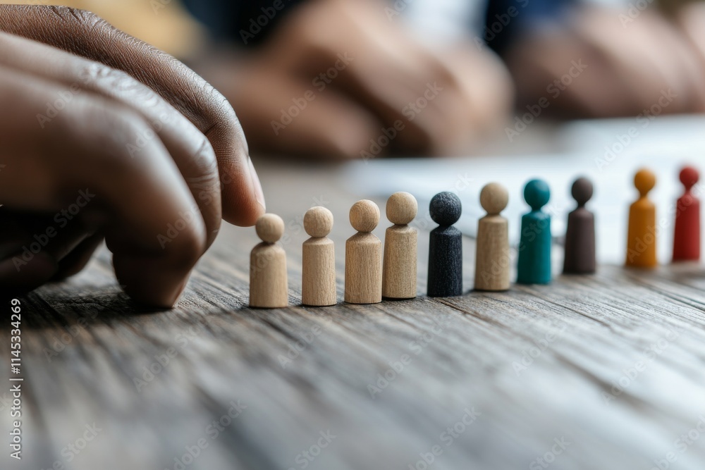 Poster exploring diversity with wooden figures during a creative workshop on community building in a cozy i