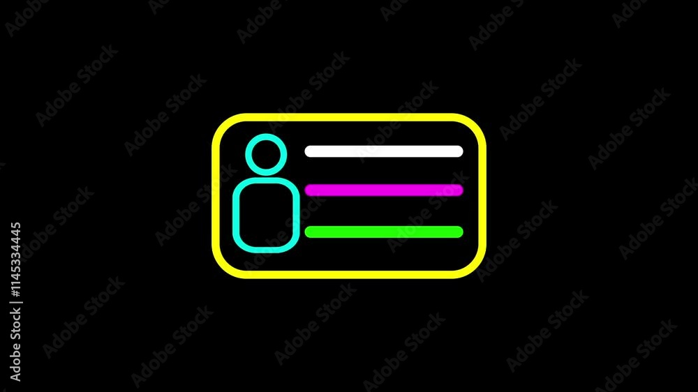 Poster user account on computer window. animated symbol icon 4k. id card icon. identity card icon animation