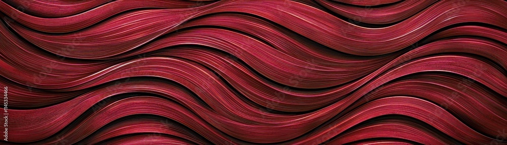 Poster abstract flowing waves of rich burgundy and crimson colors creating a captivating and elegant textur