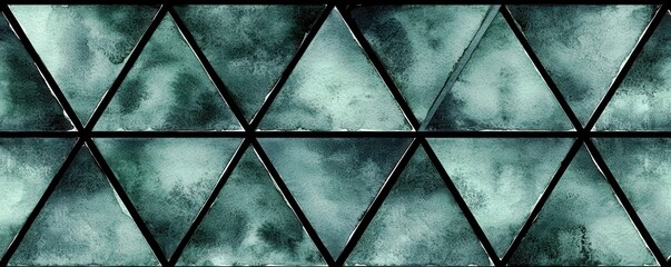 Fototapeta premium Geometric Triangle Pattern in Shades of Teal and Black, Unique Abstract Design for Modern Interior Decor or Artistic Background Use