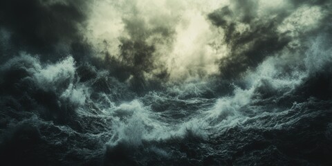 Obraz premium Raging Storm Waves Crash Relentlessly Ocean Atmospheric Phenomenon Dramatic Environment Aerial Viewpoint Nature’s Power Unleashed