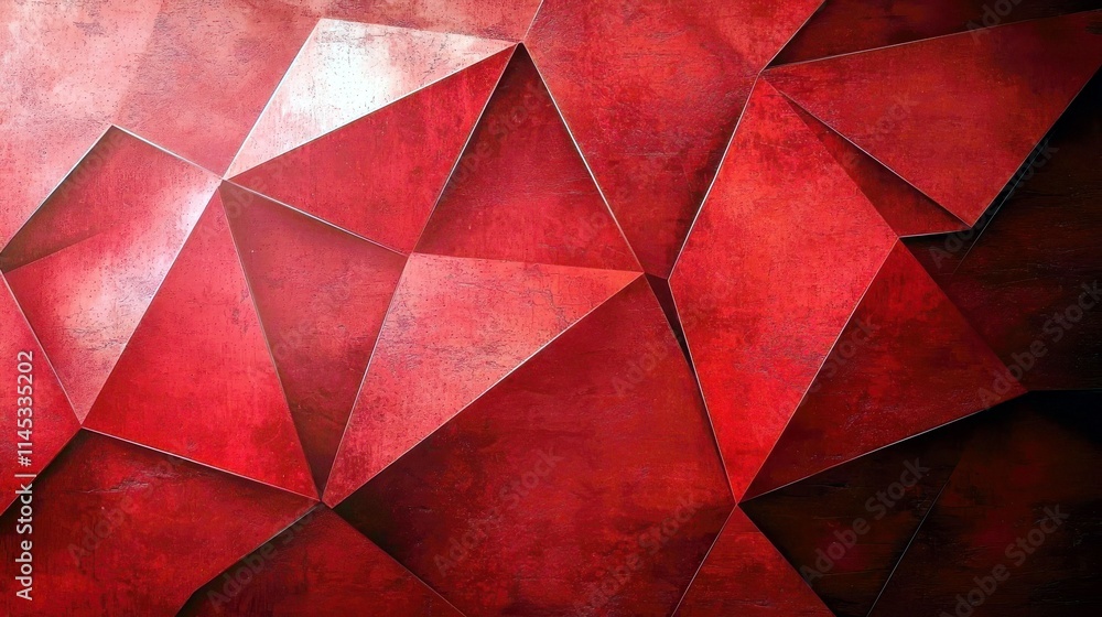 Poster abstract geometric background design featuring textured red triangular shapes and angles creating a 
