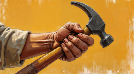 hand holding a hammer