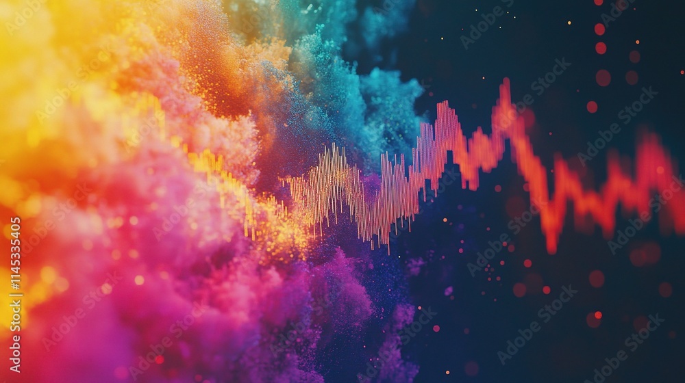 Poster vivid financial trends chart with spectrum of colors for data analysis