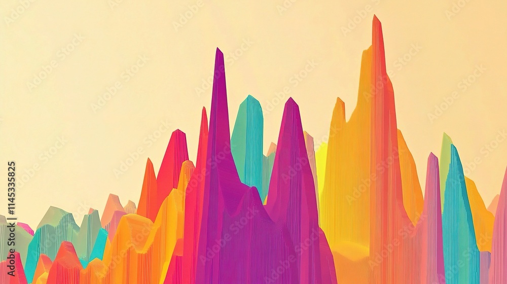 Poster vibrant abstract financial graph with diverse colors and patterns