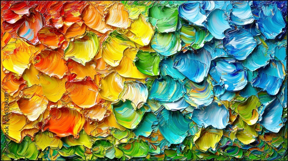 Poster vibrant colorful abstract art texture with swirling patterns in a spectrum of warm and cool tones pe