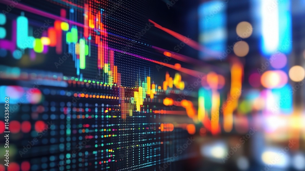 Aufkleber abstract representation of stock market data with colorful visualization