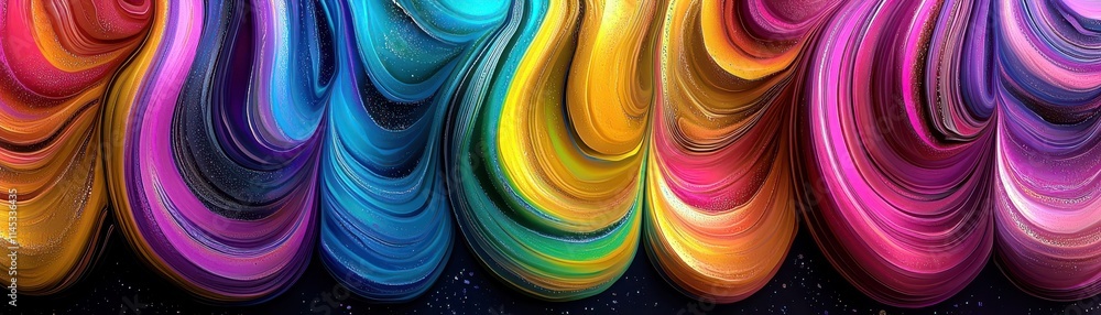 Poster colorful abstract waves with vibrant swirls showcasing a spectrum of hues and dynamic patterns ideal