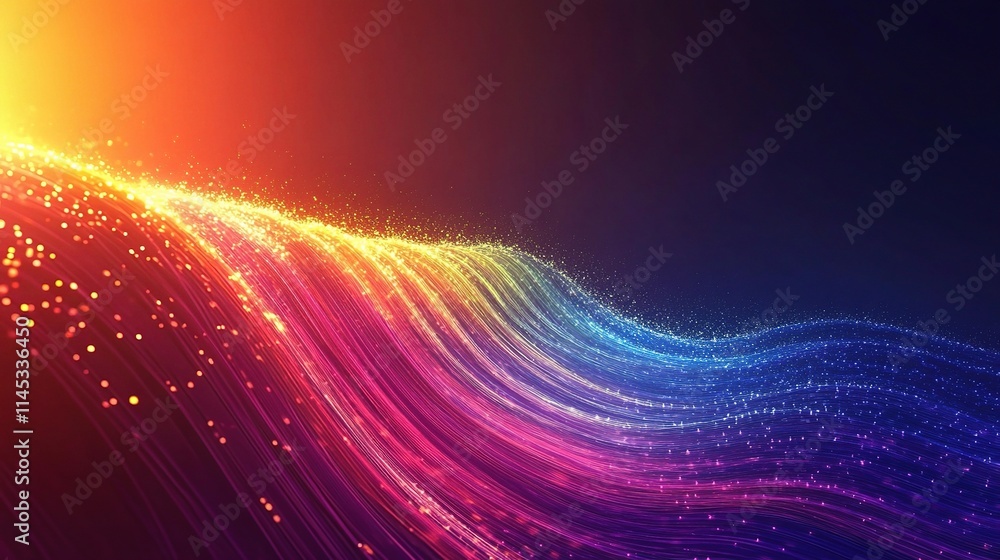 Poster dynamic financial graph with spectrum of vibrant colors and light