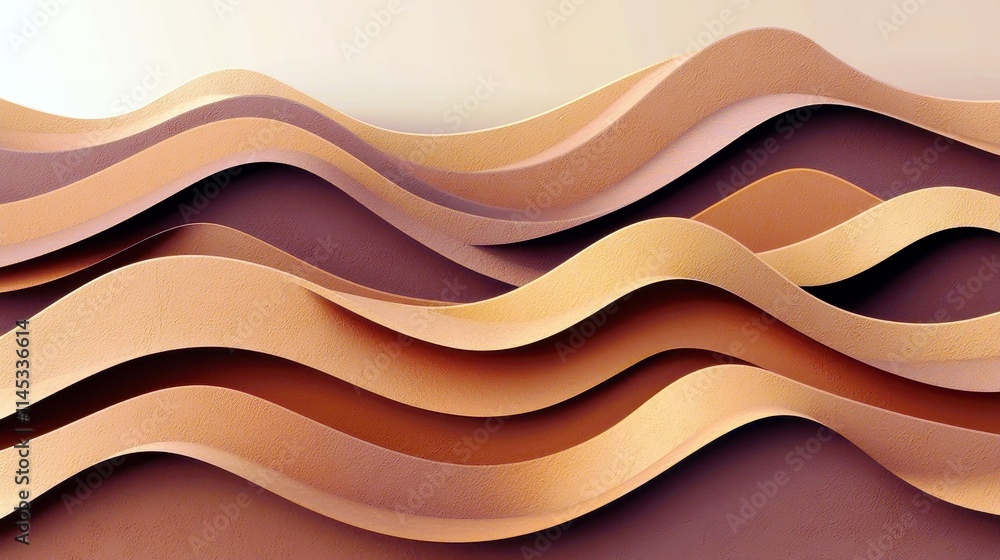 Poster abstract wavy patterns of smooth textures in earthy tones for modern design, art, and background use