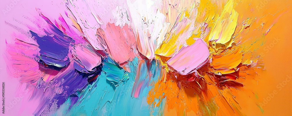 Aufkleber vibrant abstract expressionism with bold colors and textured layers in striking composition for mode