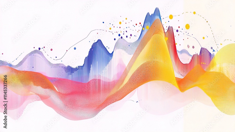 Poster vibrant dynamic graph illustrating investment trends and data flow