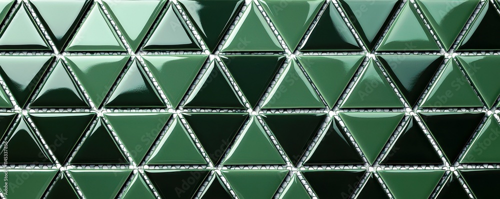 Aufkleber abstract green geometric pattern with triangular shapes and glossy surface reflecting light in a mod