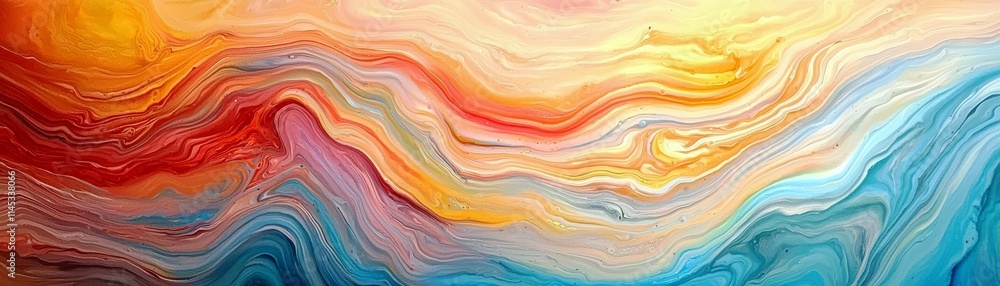 Poster abstract swirls of vibrant colors blending together in a mesmerizing fluid art design showcasing ora