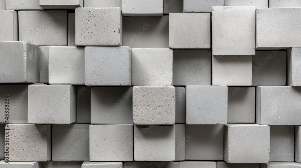 Aufkleber abstract arrangement of gray concrete cubes showcasing texture and pattern in a contemporary setting