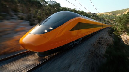 High-Speed Train Journey Through Mountainous Terrain
