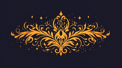 Fototapeta premium Golden Floral Design on a Dark Blue Background