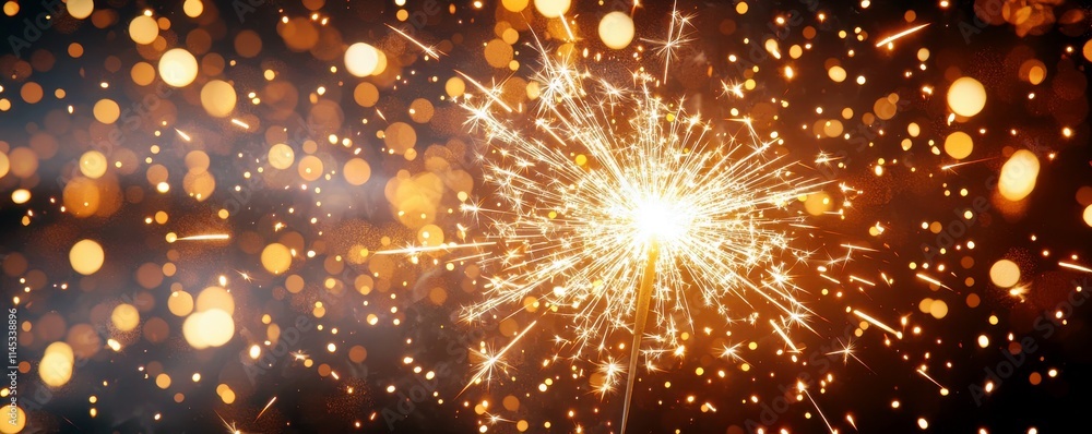 Aufkleber sparkling bright explosion of fireworks with glowing bokeh in a dark night sky creating a festive an