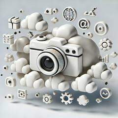3D Floating White Clouds Concept Close Up Mental Clarity Isolated White Background
