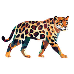 Simple Design of a Jaguar Full Body Geometry Vector Illustration | Bold and Creative Animal Art
